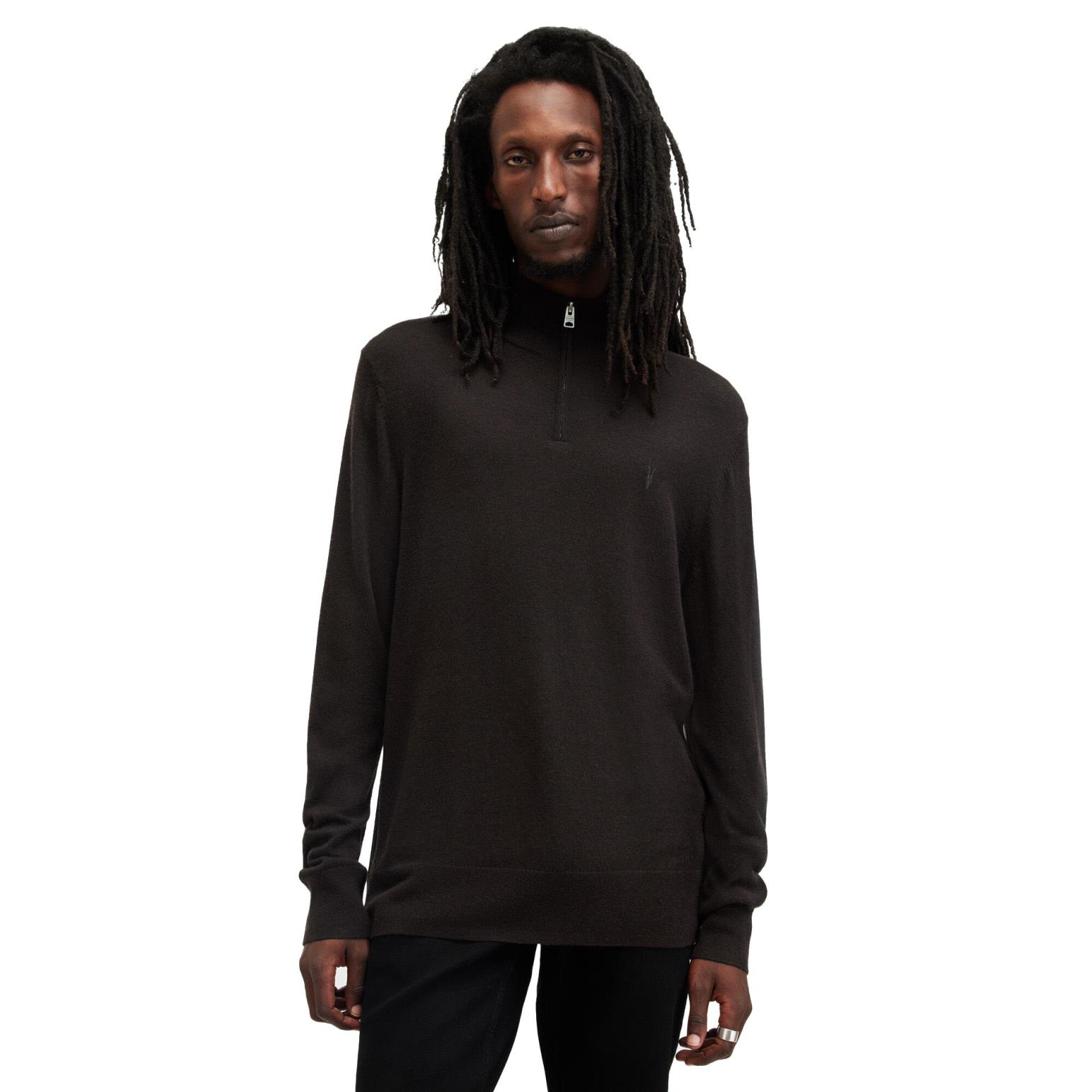 AllSaints Kilburn Zip Funnel Neck Ramskull Jumper